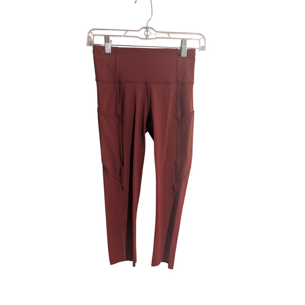 Lululemon Fast and Free Crop II Womens 4 Dark Sport Red Nulux 19 Inseam Leggings